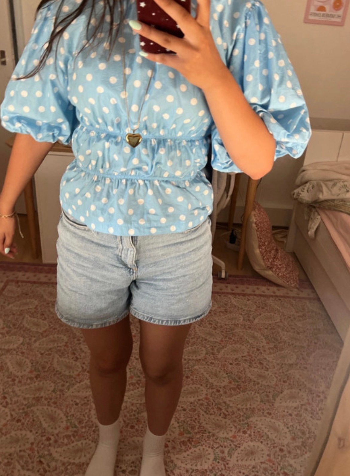 Trendy polkadot top, Kleding | Dames, Tops, Maat 38/40 (M), Blauw, Nieuw, Ophalen of Verzenden