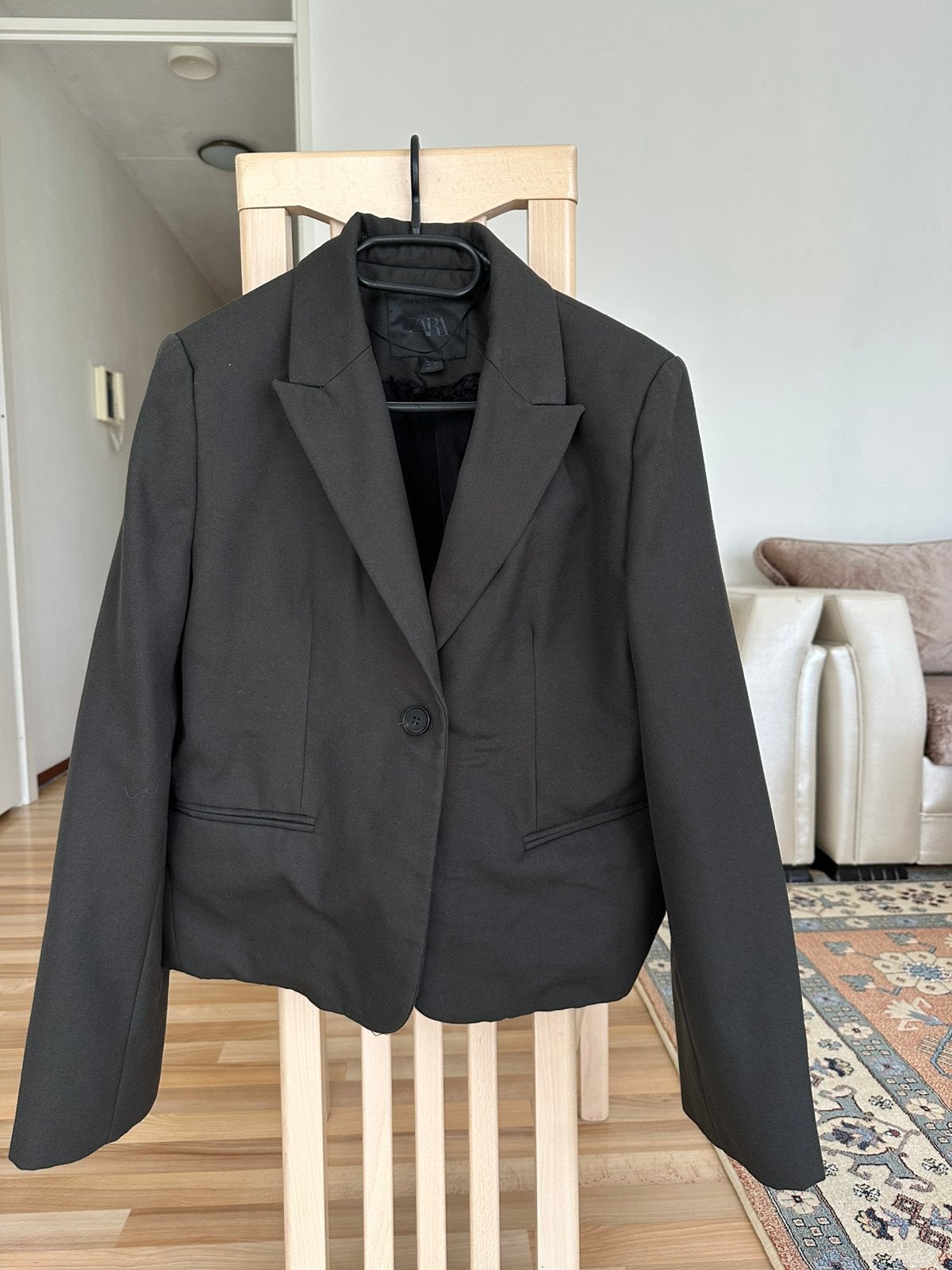 ZARA Kaki korte blazer dames jas met oversized mouwen, Maat 38/40 (M), Ophalen of Verzenden, Jasje, Gedragen