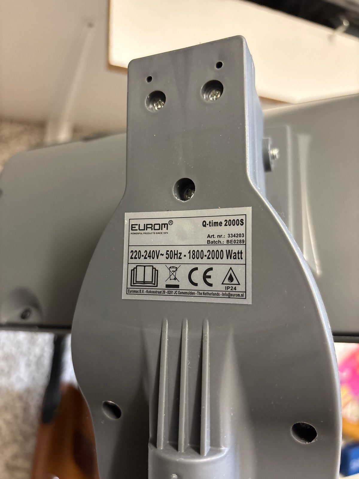 2 keer: Eurom Q-time 2000S terrasverwarmer 1800-2000W, Ophalen, Gebruikt, 800 watt of meer, Kachel