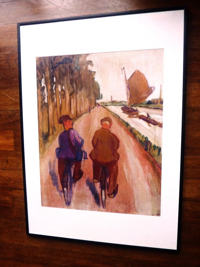 "Fietsen langs Boterdiep" van Jan Altink Koppermaandagprent, Gelimiteerde oplage, Ophalen of Verzenden, Landschappen, Overige techniek