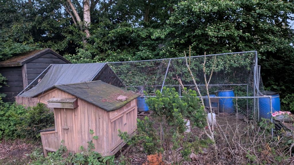Alles-in-één kippenverblijf., Dieren en Toebehoren, Pluimvee | Toebehoren, Ophalen, Gebruikt, Kippenhok of Kippenren