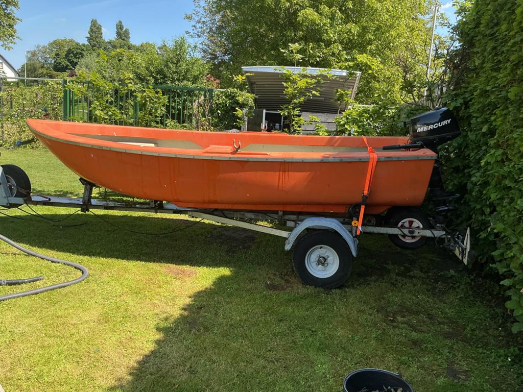 Originele reddingsboot met Mercury 4PK buitenboordmotor, Watersport en Boten, Motorboten en Motorjachten, Benzine, Overige merken