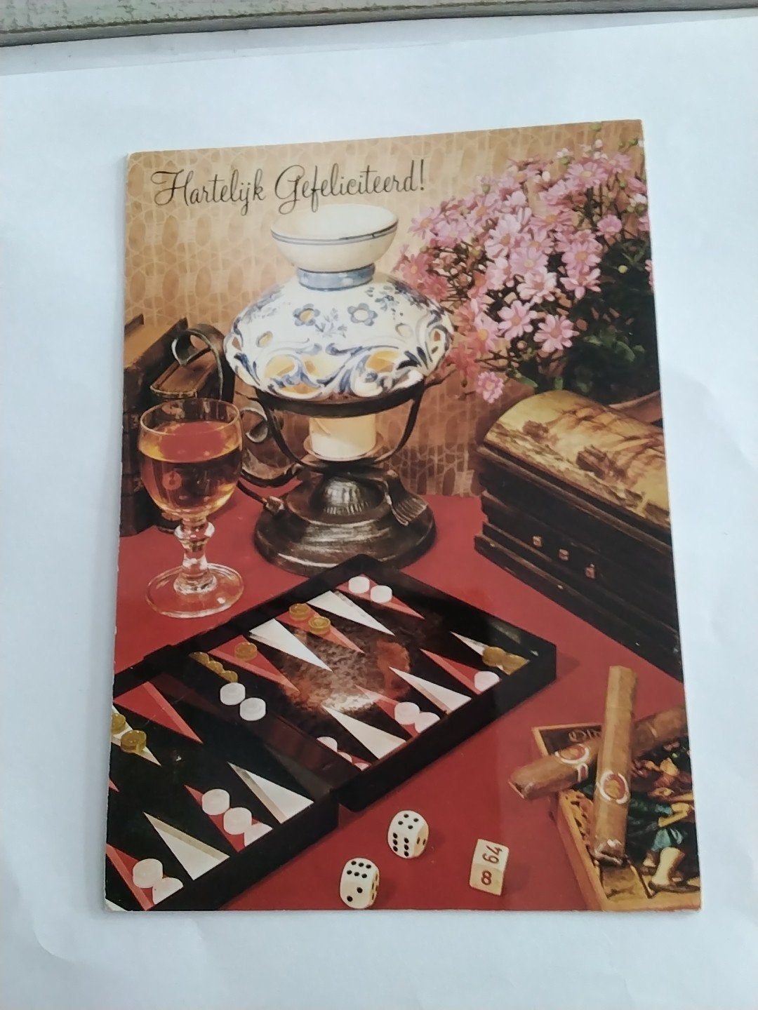Vintage Ansichtkaart: Hartelijk Gefeliciteerd!, Verzamelen, Ansichtkaarten | Themakaarten, Ophalen of Verzenden, 1940 tot 1960