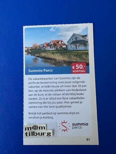 Summio Parcs €50,- korting tot 1 april 2027, Drie personen of meer, Kortingsbon, Overige typen