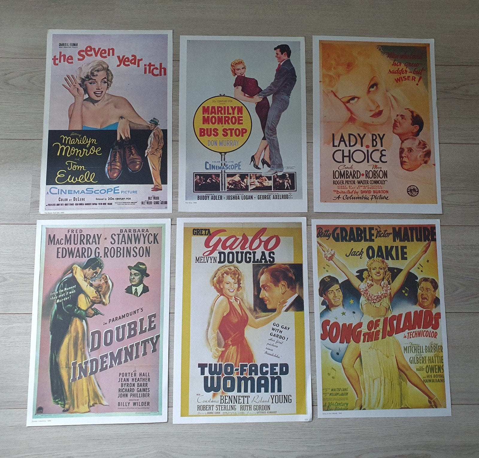 6 Vintage Film Posters - Marilyn Monroe, Greta Garbo, Rechthoekig Staand, Ophalen of Verzenden, Zo goed als nieuw, A1 t/m A3