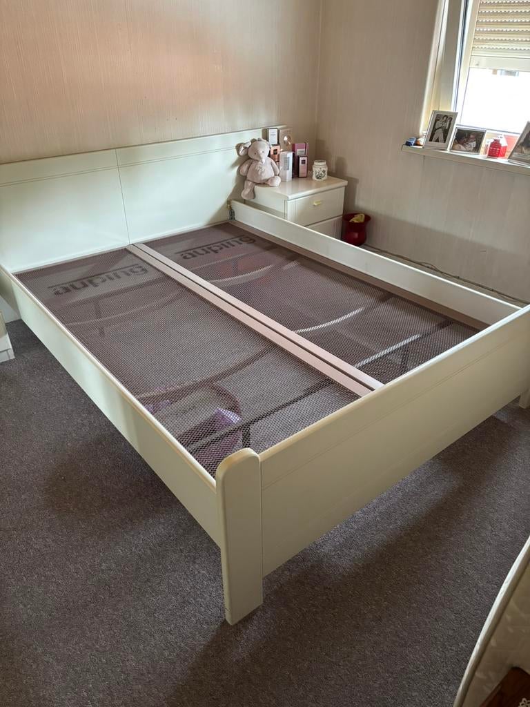 Tweepersoonsbed auping 150 x 205 met 2 nachtkastjes, Huis en Inrichting, Slaapkamer | Bedden, Ophalen, Overige materialen, Gebruikt