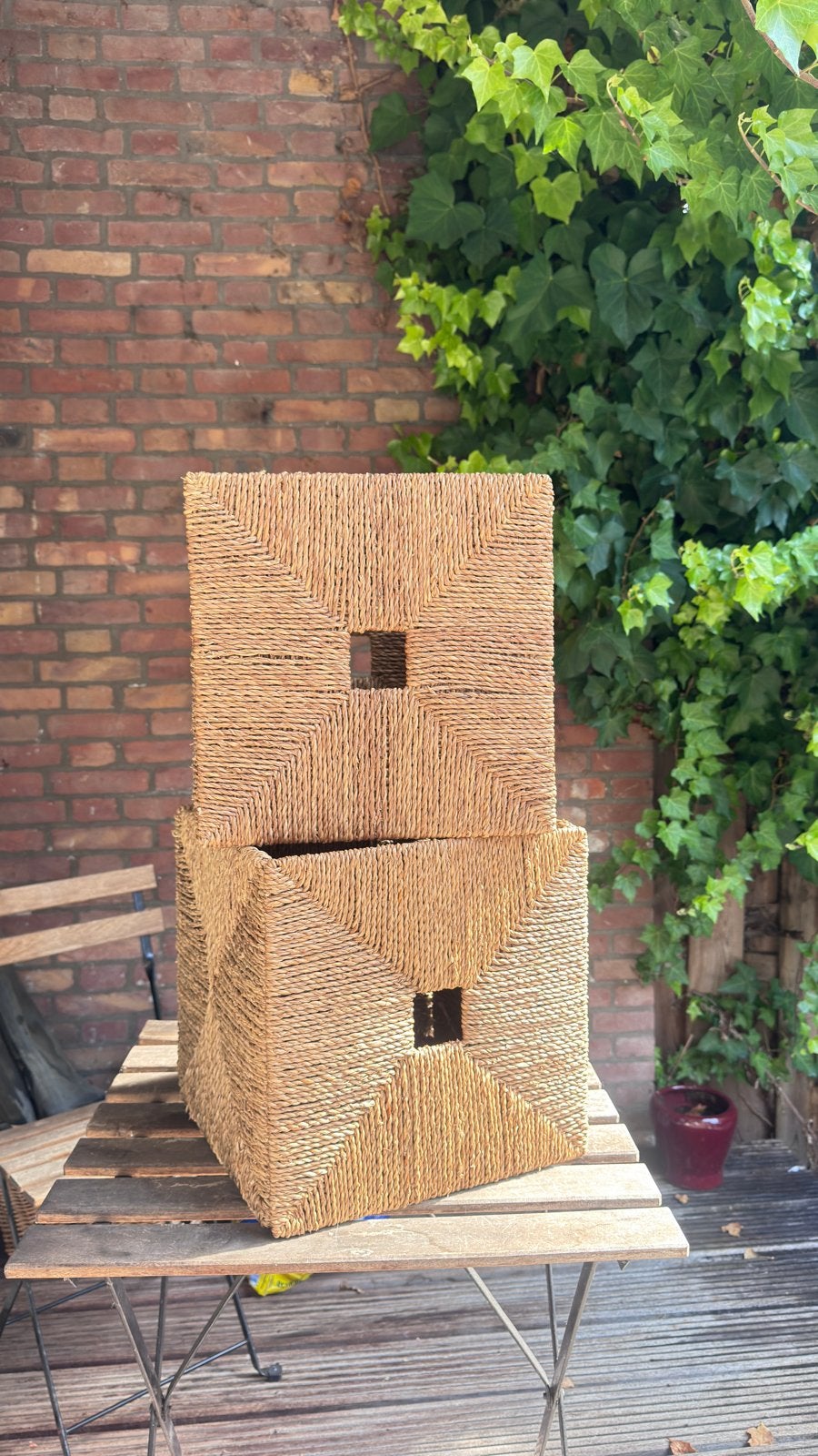 Set van 2 IKEA KNIPSA Basket, Huis en Inrichting, Woonaccessoires | Schalen en Manden, Ophalen, Gebruikt, Gevlochten, Mand