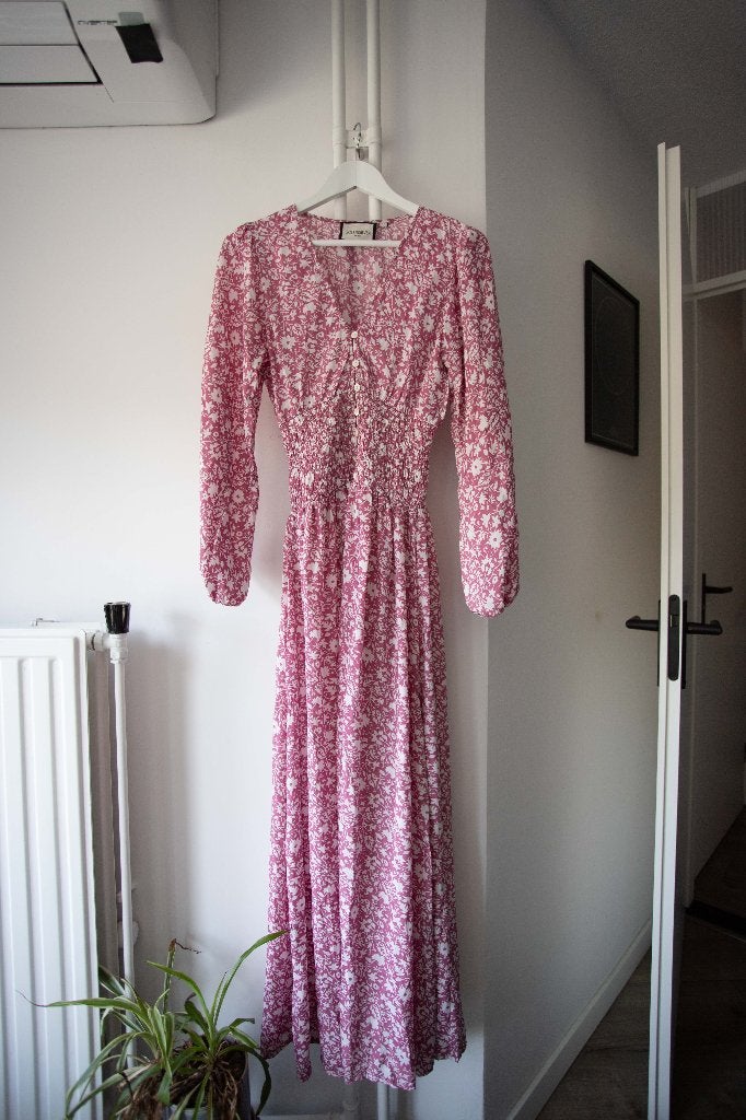 Roze maxi jurk met bloemenpatroon Gold & Silver maat XS-S, Kleding | Dames, Gold & Silver, Ophalen of Verzenden, Zo goed als nieuw
