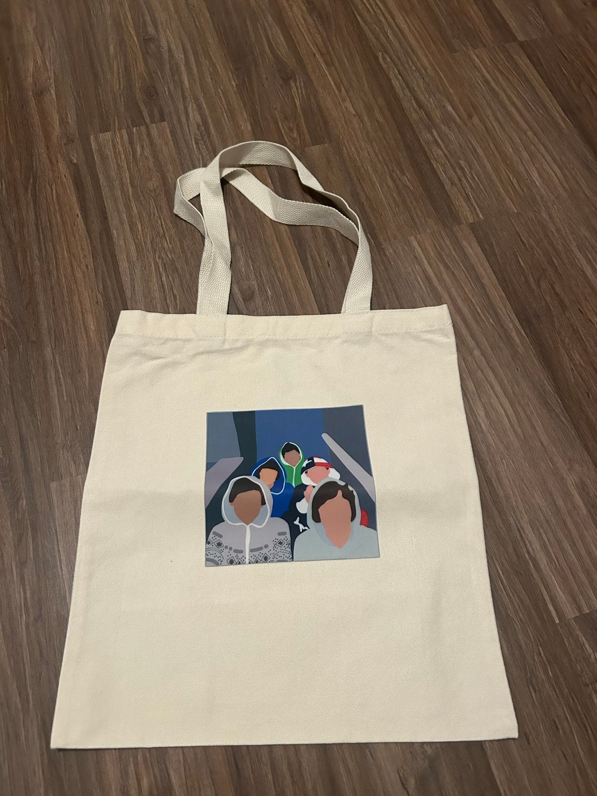 Leuke stoffen tas met print One Direction, Ophalen of Verzenden, Gebruikt, Beige, Shopper