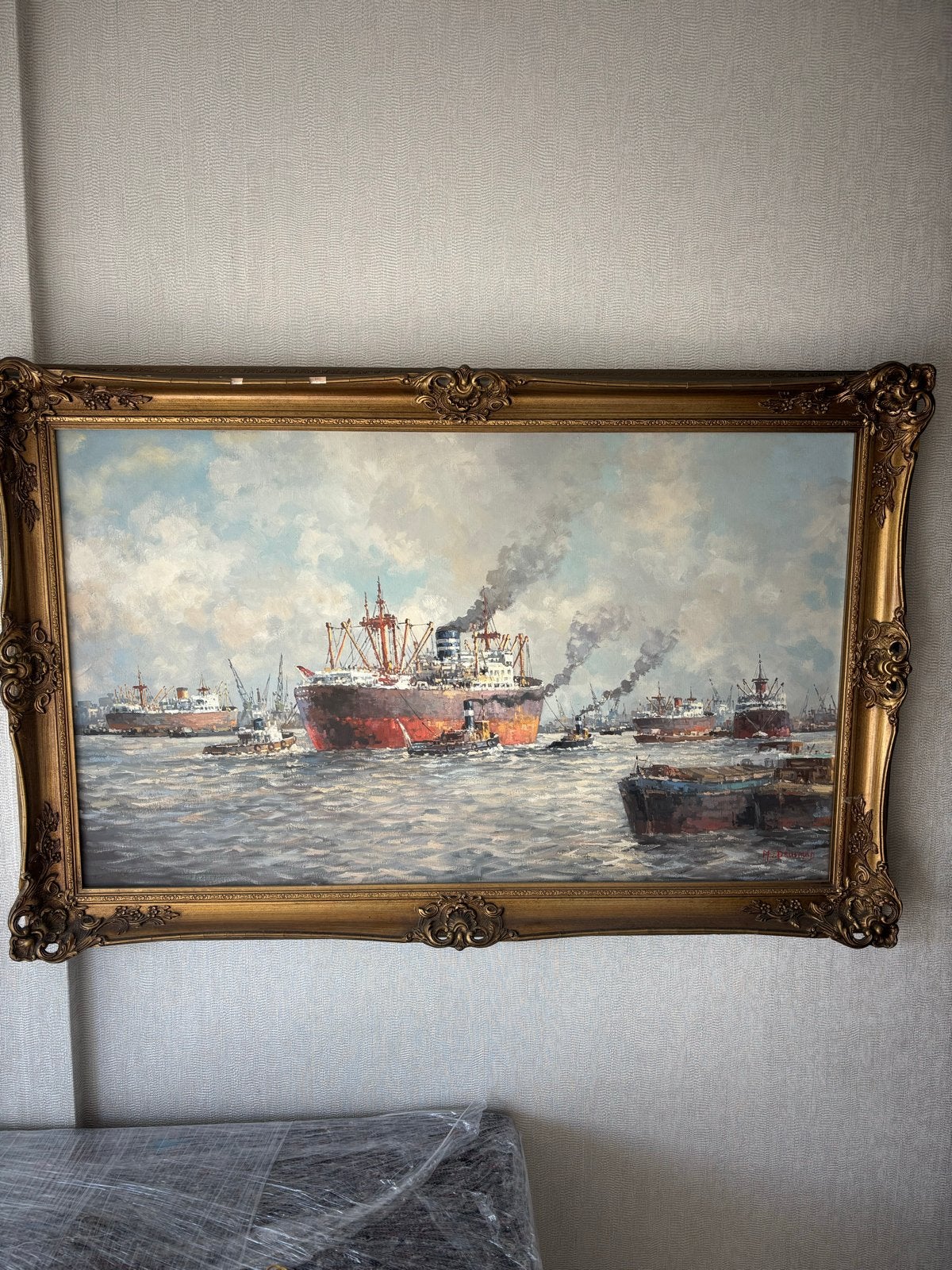 Prachtig havengezicht van Rotterdam door MJ Drulman, Maritiem / water, Doek, Realistisch, Ophalen of Verzenden