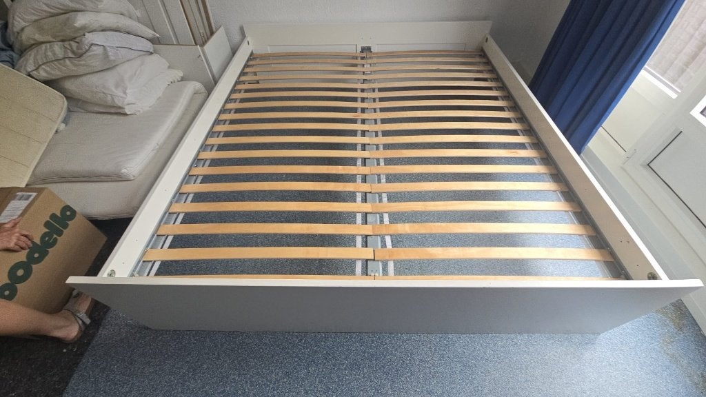 2 persoons bed, Huis en Inrichting, Ophalen, Gebruikt, Wit, Tweepersoons
