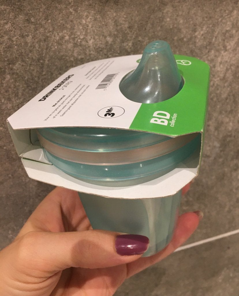 Babydump drinkbeker baby set van twee grijs blauw, Ophalen of Verzenden, Nieuw, Drinkbeker