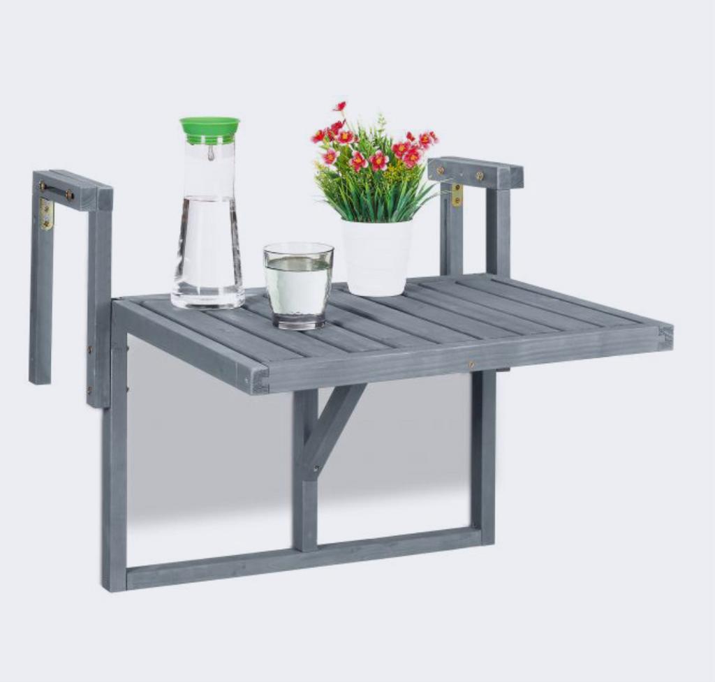 Houten balkontafel grijs, Ophalen, Nieuw, Rechthoekig, Hout