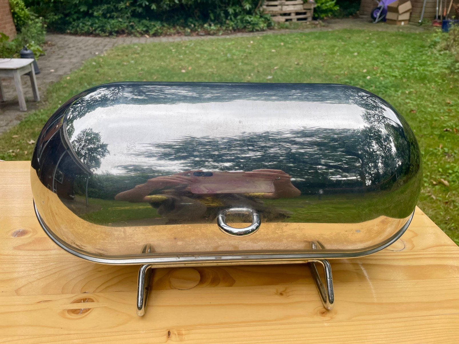 Vintage broodtrommel chroom, Overige typen, Ophalen, Gebruikt