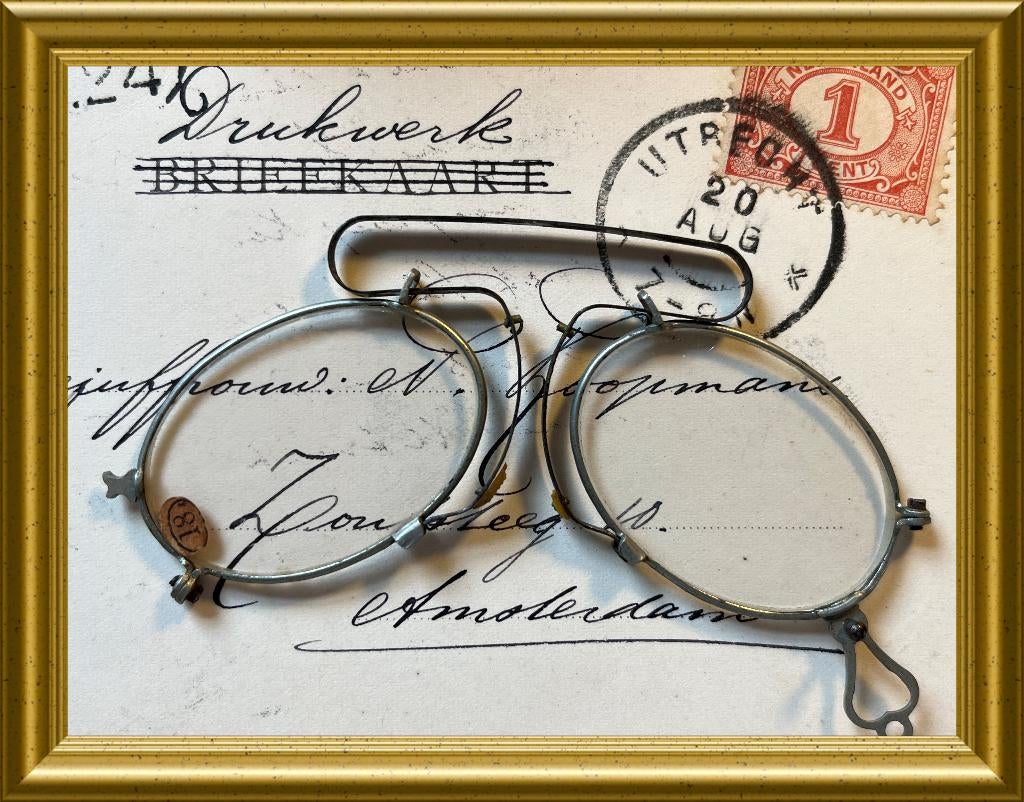 Antiek inklapbaar brilletje, pince nez, Antiek en Kunst, Ophalen of Verzenden