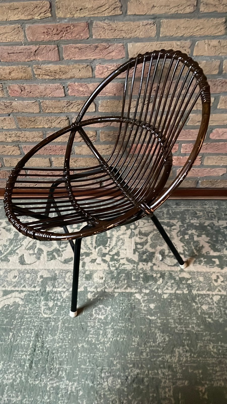 Vintage rotan kinderstoel in prima staat., Ophalen, Gebruikt, Bruin, Eén