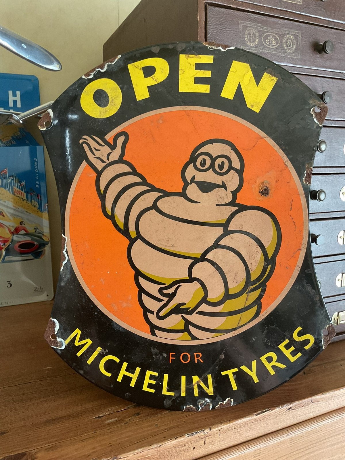 Michelin emaille reclamebord, Ophalen of Verzenden