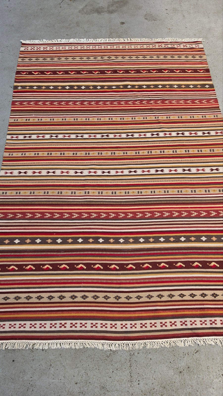 Kelim tapijt  met strepen en geometrische patronen 170x250cm, Gebruikt, Geel, 150 tot 200 cm, 200 cm of meer
