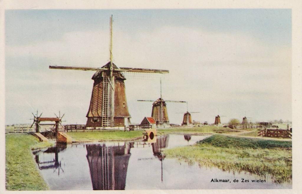 Molens Alkmaar de Zes wielen 1, Verzenden, 1940 tot 1960, Gelopen, Noord-Holland