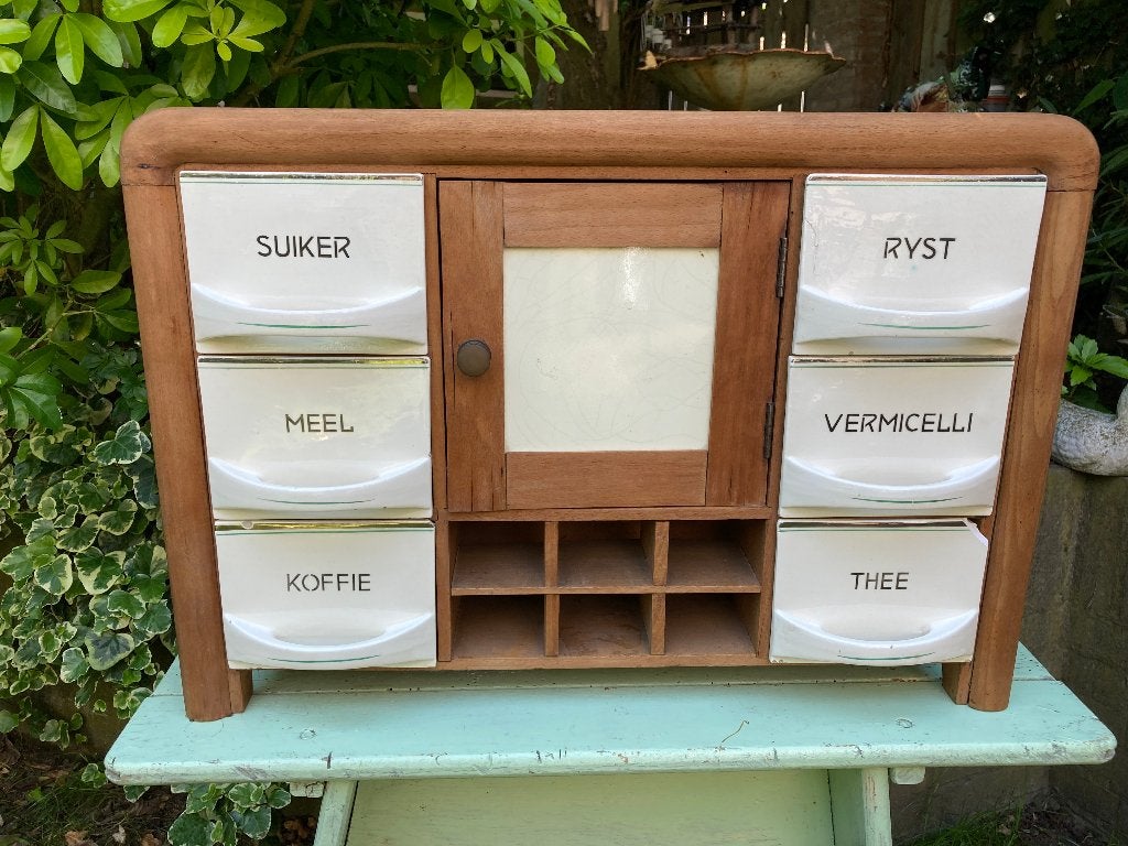 Brocante houten keukenkastje  - kruidenkastje, Ophalen