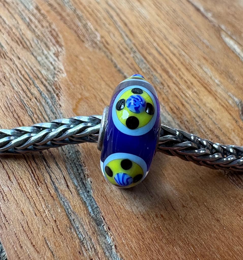 Trollbeads Uniek Blauw Geel, Verzenden, Nieuw, Glas of Kristal, Trollbeads