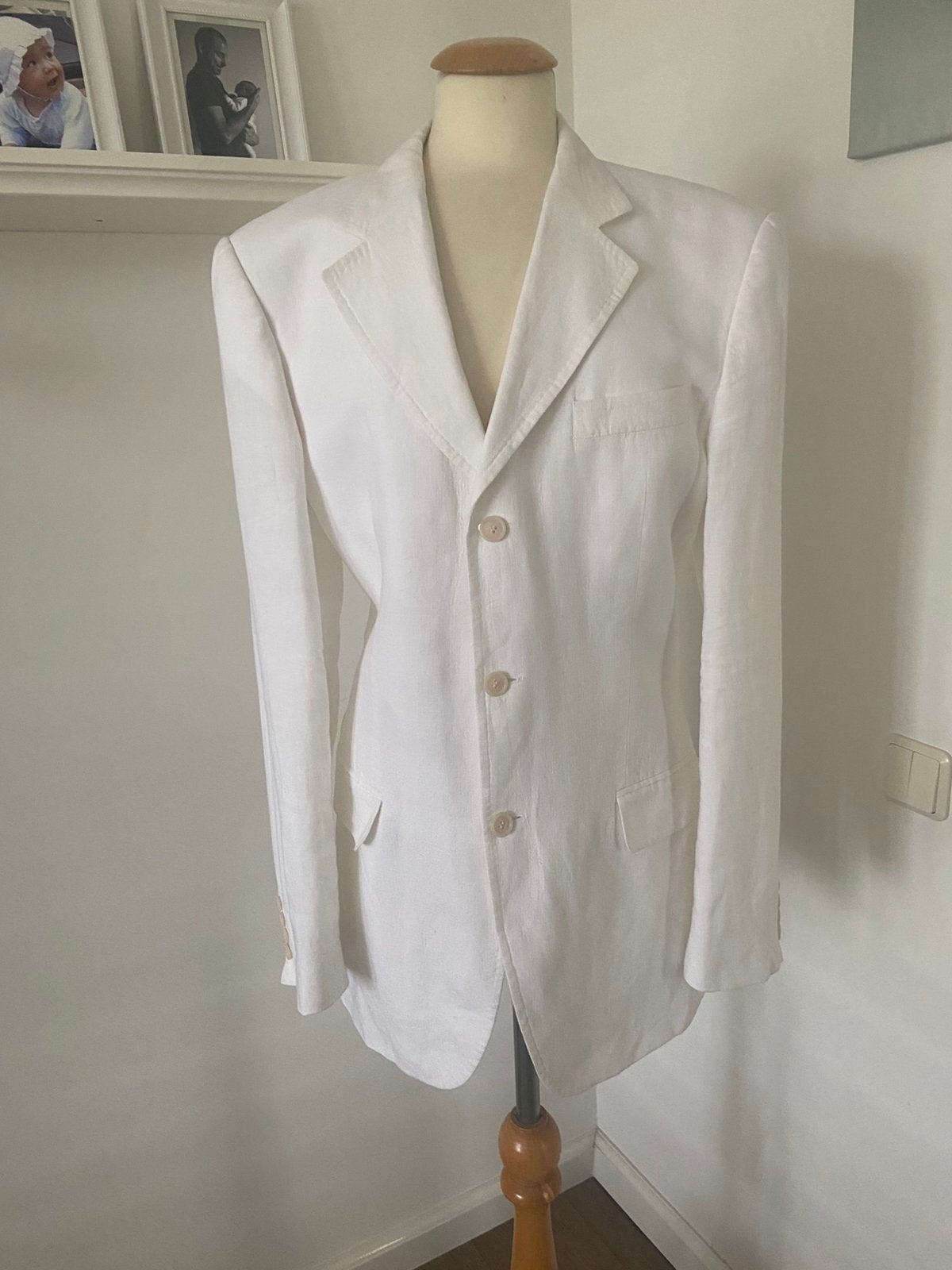 Supermooie blazer van Boss wit linnen maat L, Ophalen of Verzenden, Zo goed als nieuw, Wit