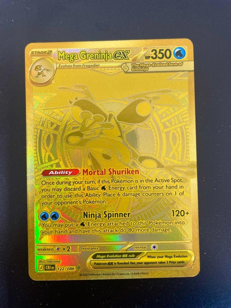 Greninja#122 Gold Pokemon Kaart, Ophalen of Verzenden, Zo goed als nieuw