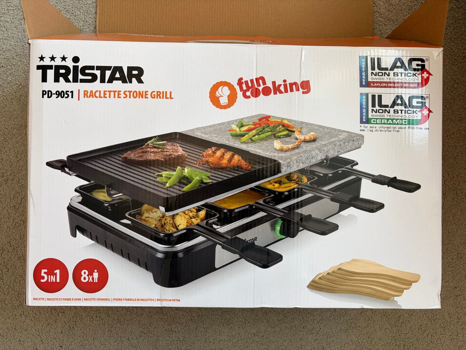 TriStar Raclette / Steengrill combinatie 8 personen (PD 9051, Ophalen of Verzenden, Zo goed als nieuw, 8 personen of meer