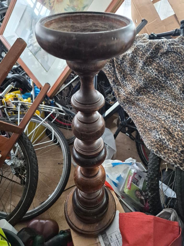 Vintage houten sokkel, plantentafel, kandelaar, Ophalen, Overige materialen