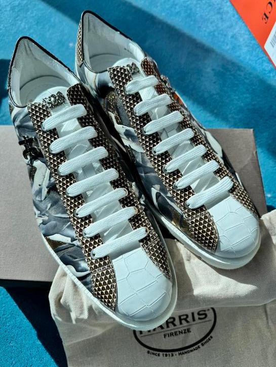 NIEUW Harris Sneaker Dessert UK10 Wit/Gold Plated, Kleding | Heren, Schoenen, Overige kleuren, Verzenden, Nieuw, Sneakers of Gympen