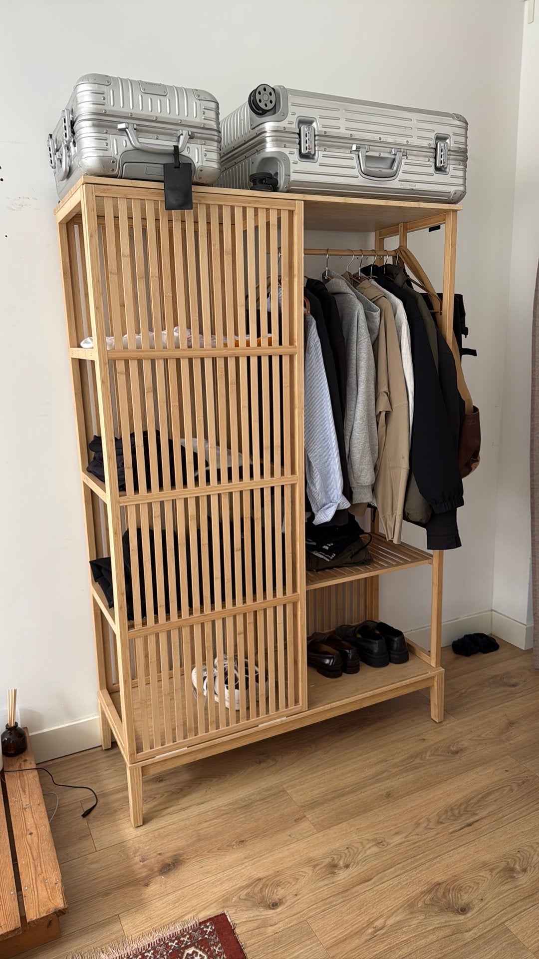 IKEA Open kledingkast, NORDISA, bamboe, 120x186cm, Ophalen, Overige materialen, Met deur(en), 50 tot 100 cm