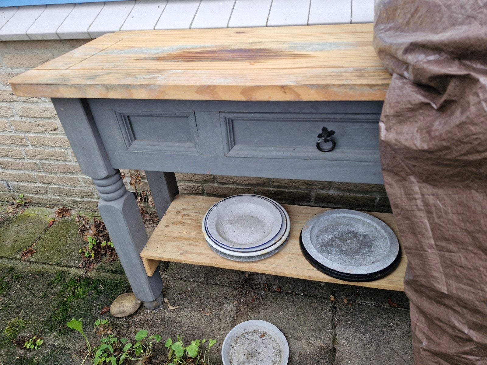 Buiten sidetable - Zelf opknappen, Ophalen, Gebruikt, 100 tot 150 cm, Rustiek