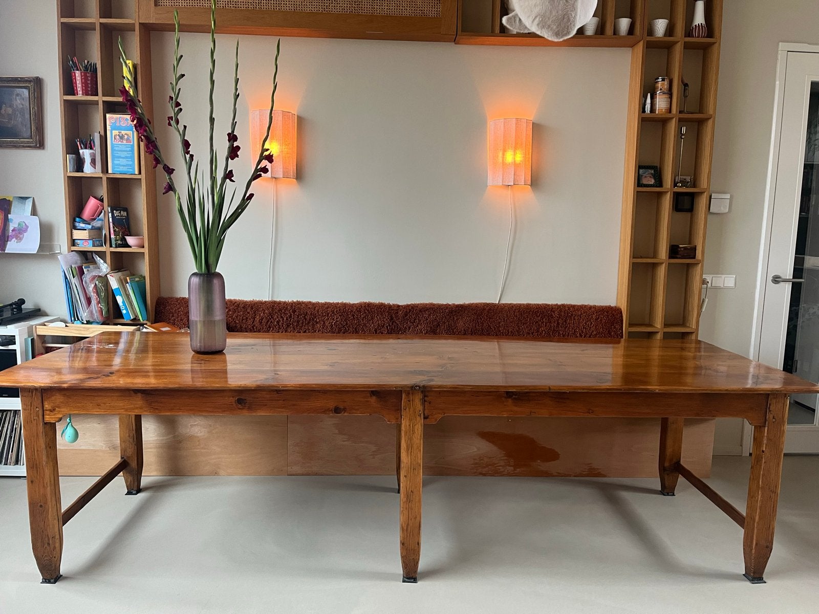 Grote klooster eettafel, 3 meter, Gebruikt, 200 cm of meer, Vijf personen of meer, Rechthoekig