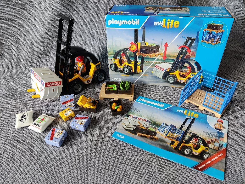 Playmobil Heftruck, havenwerker en lading (71528) - Compleet, Kinderen en Baby's, Complete set, Voertuig, Ophalen of Verzenden