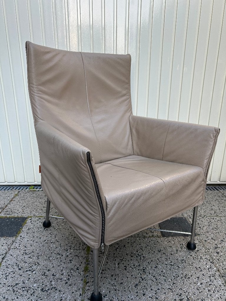 2 IZGS Montis Charly design fauteuil taupe leer, Ophalen of Verzenden, Zo goed als nieuw, Nvt, Nvt