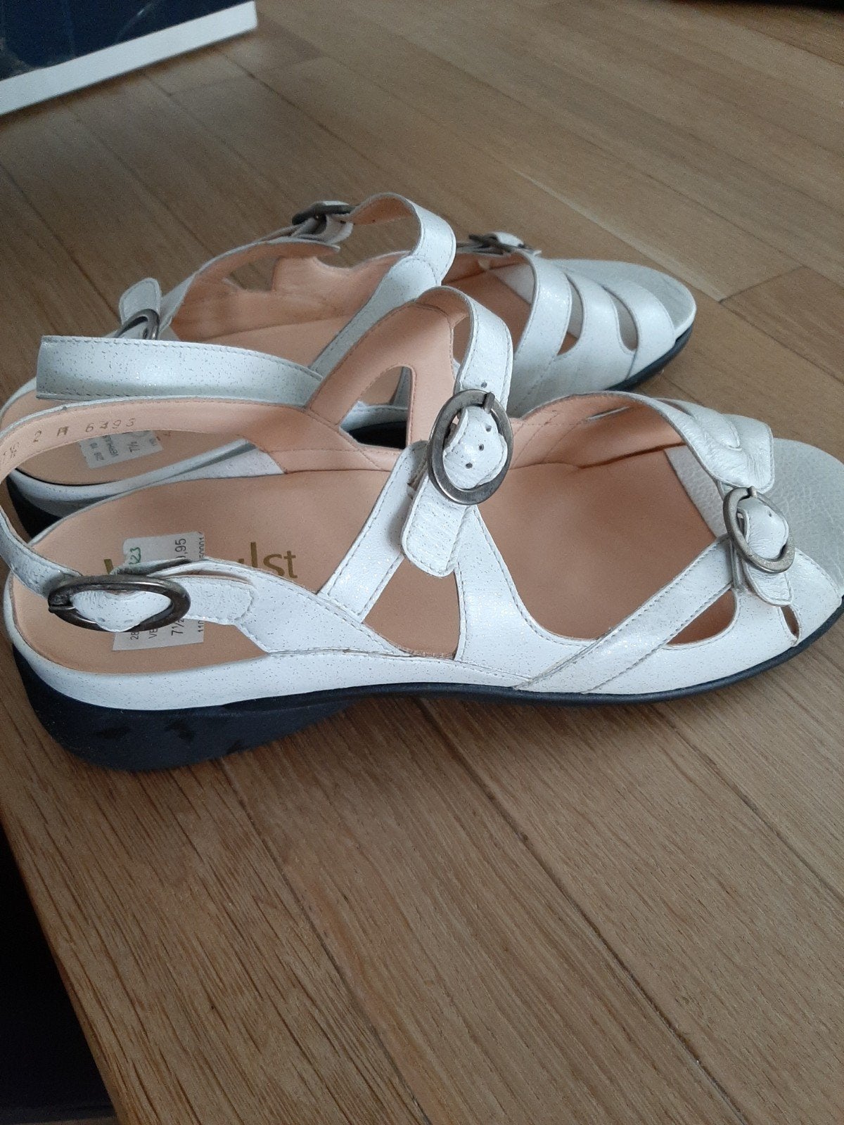 Verhulst Leren Sandalen met Uitneembare Zool, Wit, Verhulst, Zo goed als nieuw, Sandalen of Muiltjes