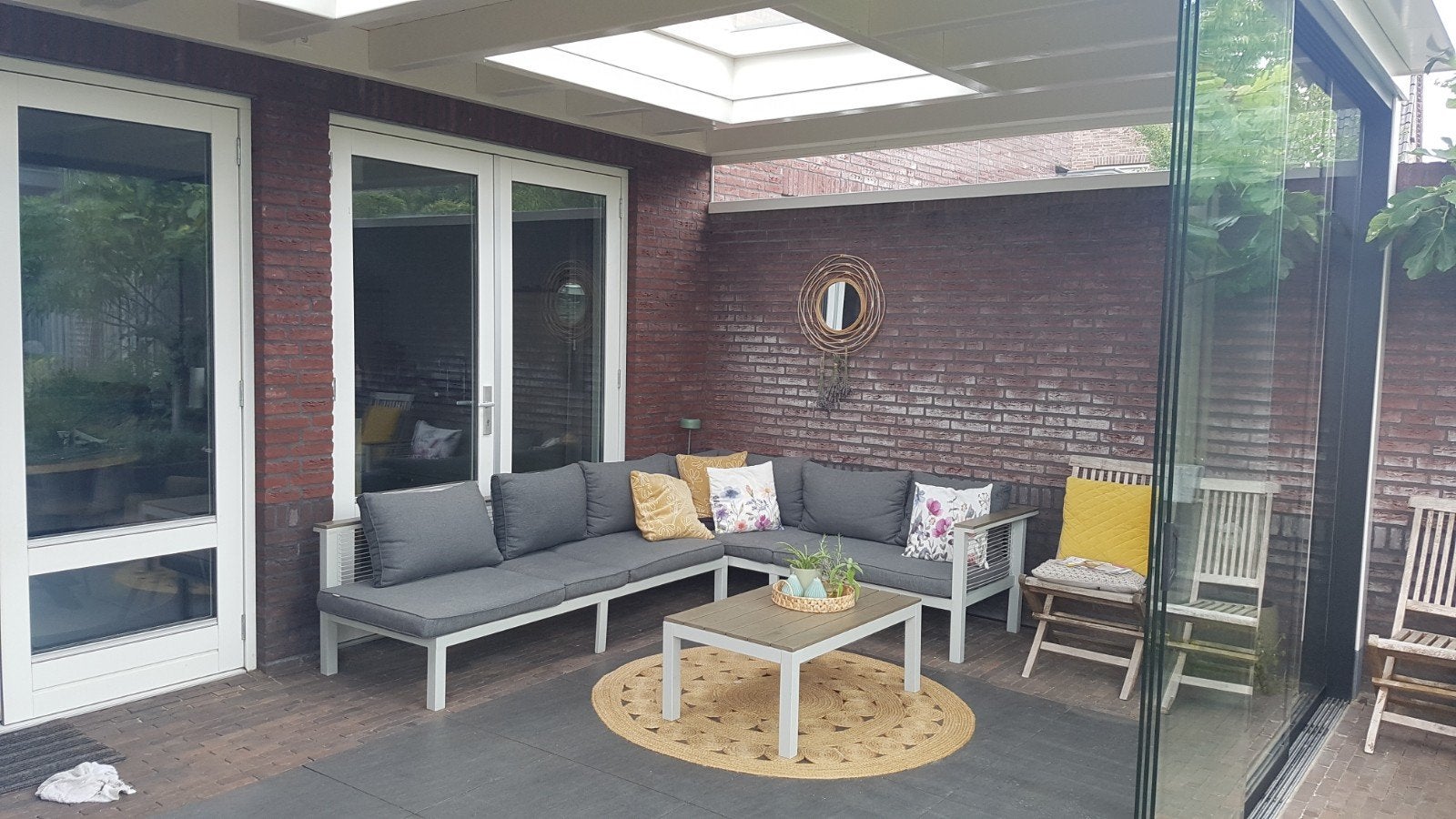 Lounge set van intratuin altijd in veranda gestaan, Tuin en Terras, Ophalen, Aluminium, 5 zitplaatsen, Loungeset