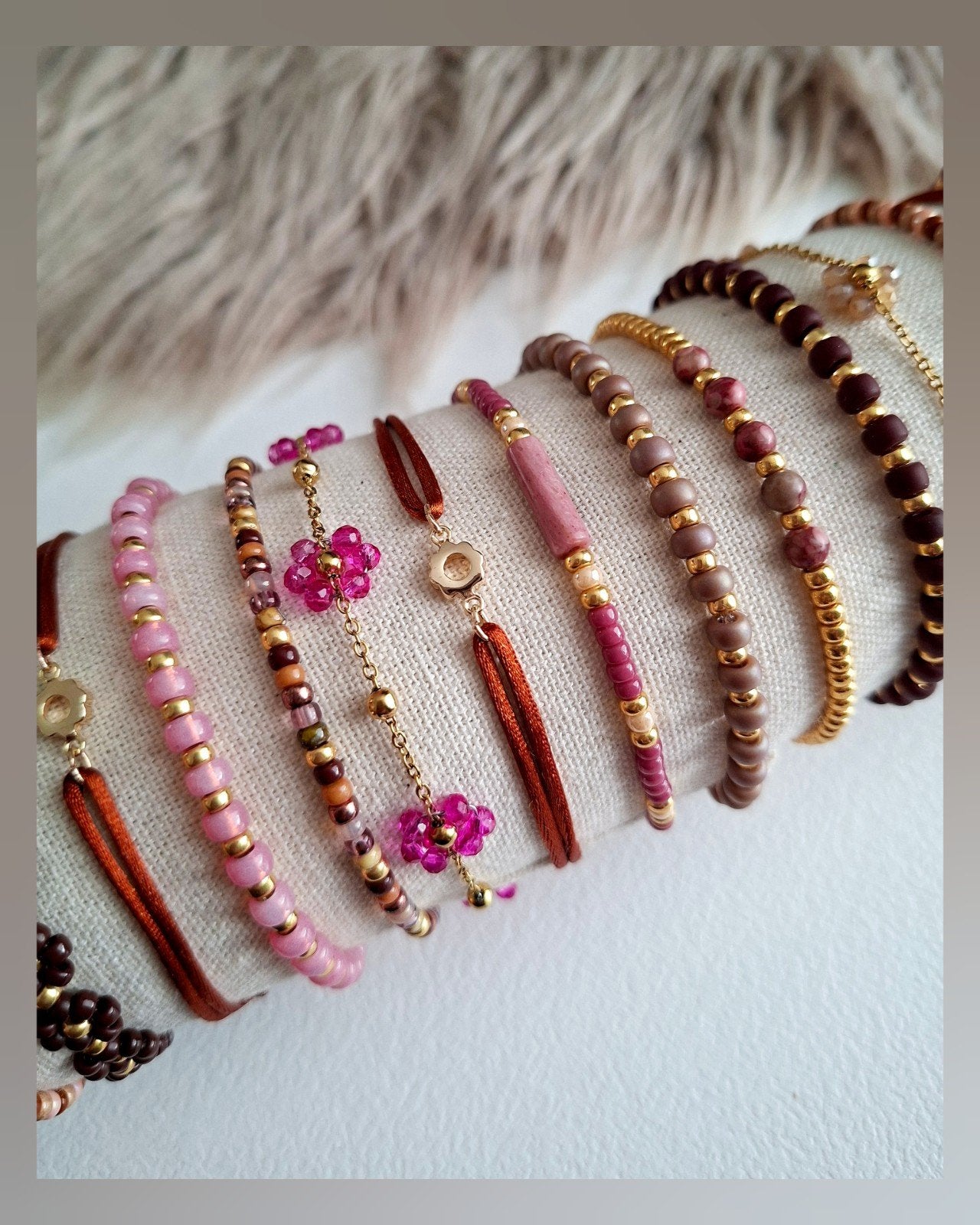 Mix en match armbandjes bruin, camel, fuchsia, cerise, Handmadebydtx@gmail.com, Nieuw, Ophalen of Verzenden, Dtx