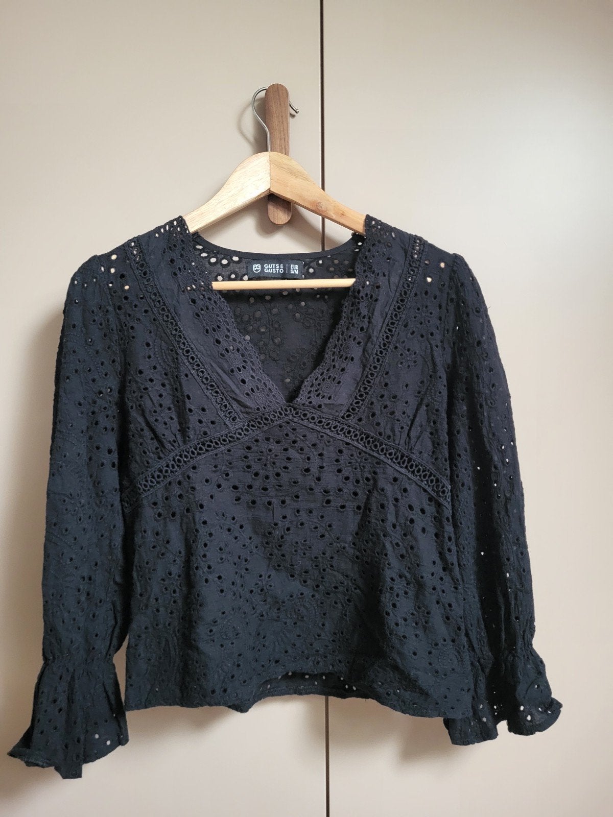 Guts & Gusto broderie blouse, Kleding | Dames, Guts & Gusto, Zwart, Ophalen of Verzenden, Zo goed als nieuw