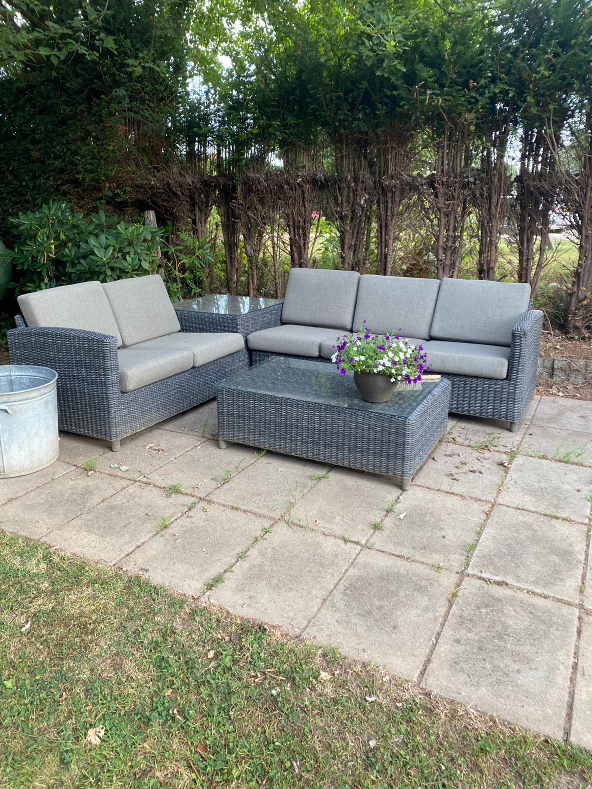 Te koop: loungeset ( gereserveerd ), Ophalen, 5 zitplaatsen, Gebruikt, Rotan