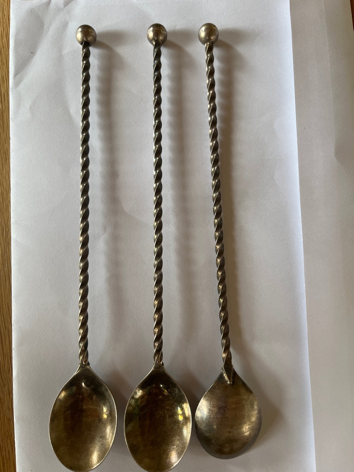 Set 3 Vintage Cocktail lepels (zilver) met Gedraaide Steel, Ophalen of Verzenden