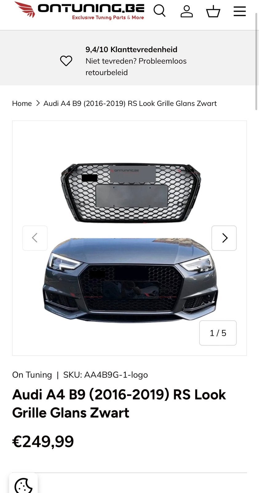 Audi A4/RS4 b9 Rs grill met mistlamp roosters, Ophalen of Verzenden