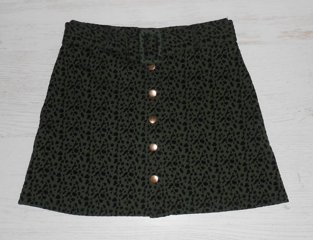 Zara rok met panterprint groen/zwart mt S/M, Kleding | Dames, Rokken, Zara, Ophalen of Verzenden, Zo goed als nieuw, Maat 36 (S)