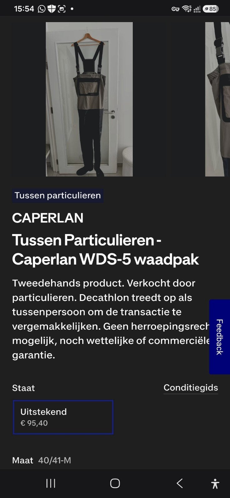 Waadpak Decathlon Caperlan WDS 5, laars 43, Ophalen of Verzenden, Zo goed als nieuw, Kleding