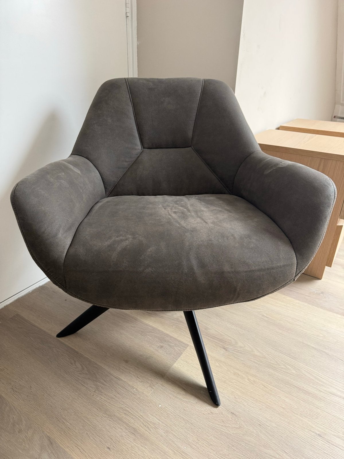Grijze fauteuil Leen Bakker, Huis en Inrichting, Fauteuils, Gebruikt, Stof, 75 tot 100 cm, Ophalen