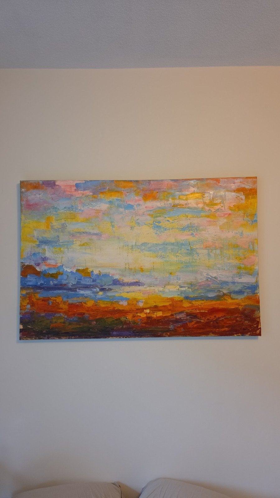 Abstract Schilderij: Levendige Zonsondergang Kleuren, Ophalen