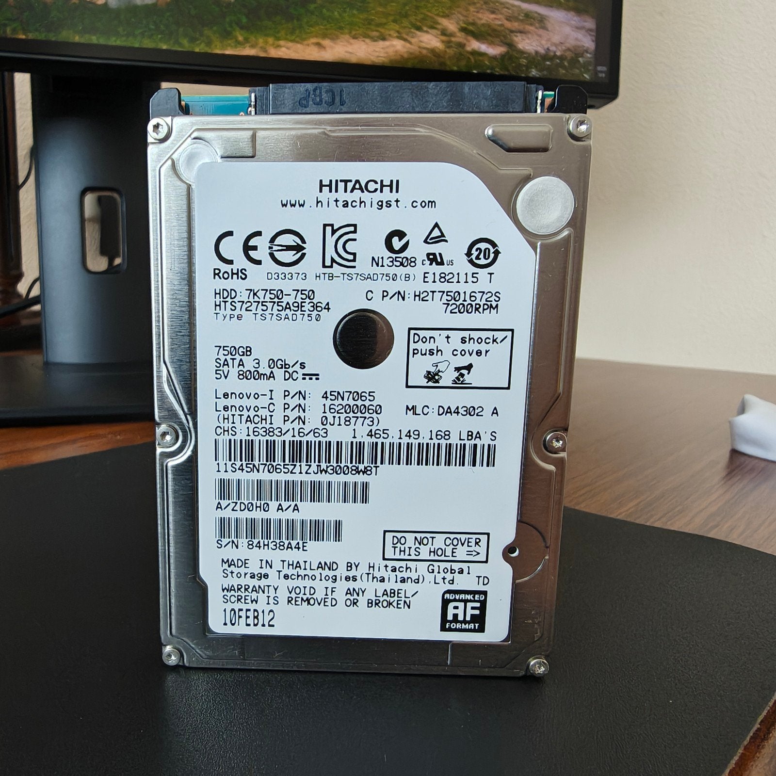 Hitachi 750GB HDD SATA 3.0Gb/s 7200RPM, Intern, Gebruikt, 750GB, Server