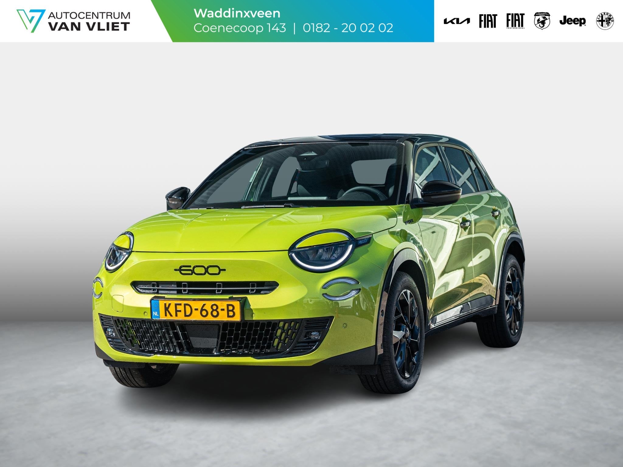 Fiat 600e Sport 54 kWh | Navi | Bicolore l Camera, Auto's, 12 maanden, Gebruikt, Zwart, 156 pk