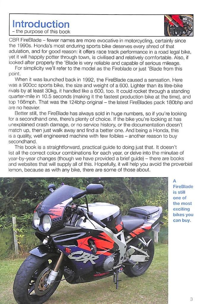 Honda CBR Fireblade, Motoren, Handleidingen en Instructieboekjes, Verzenden, Honda