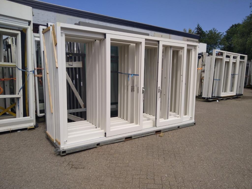 Hardhout Kozijn met 2 schuifdeuren, Doe-het-zelf en Verbouw, Kozijnen en Schuifpuien, Deurkozijn, 225 cm of meer, Nieuw, Ophalen of Verzenden